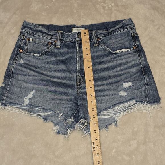 AE77 Women’s Classic Short Selvedge Denim Cutoff Shorts Size 12 FrayedDistressed - Picture 10 of 12